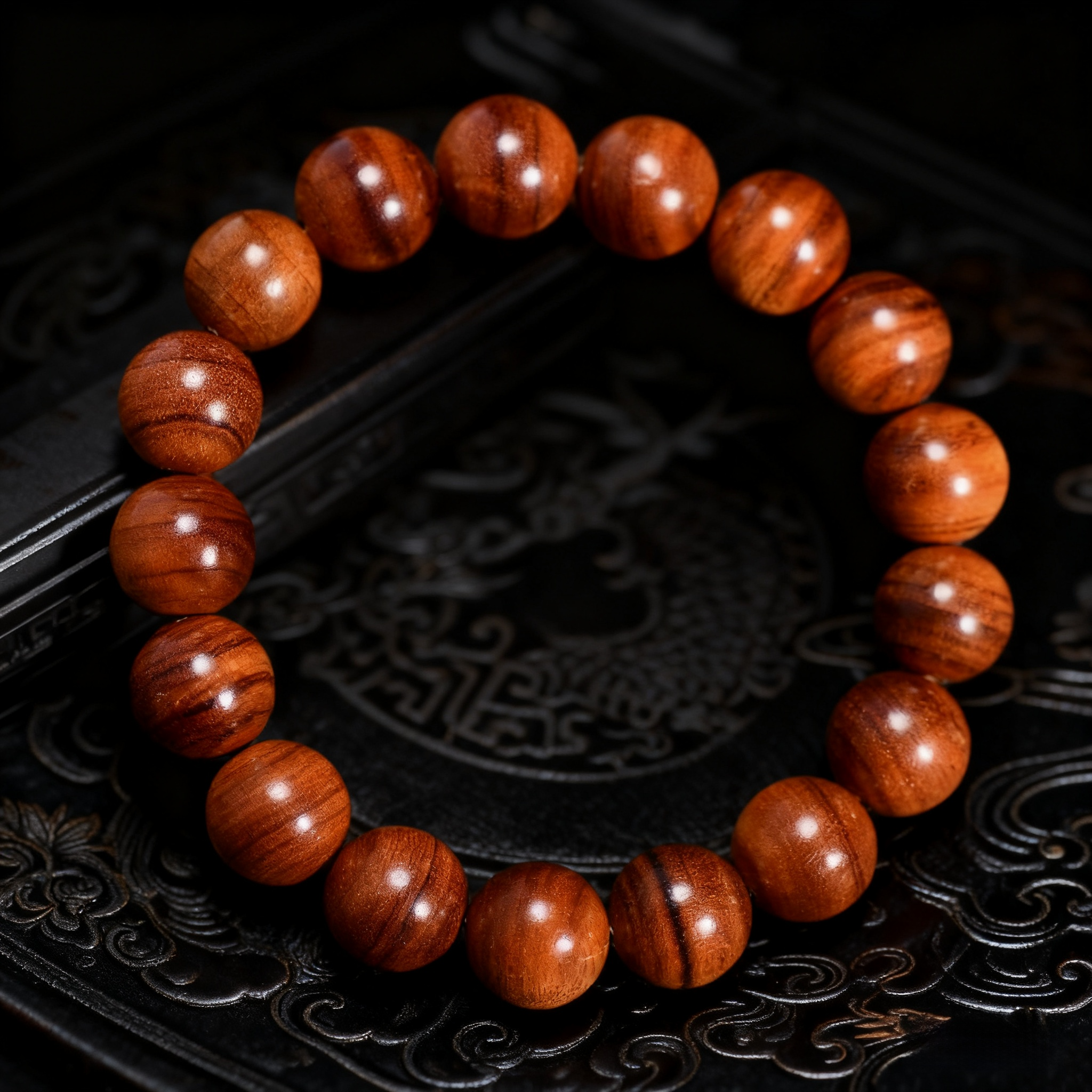 大叶黄花梨横纹手串红木男女手链