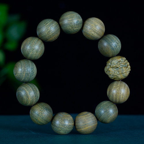 阿根廷绿檀血檀醒狮手串文玩