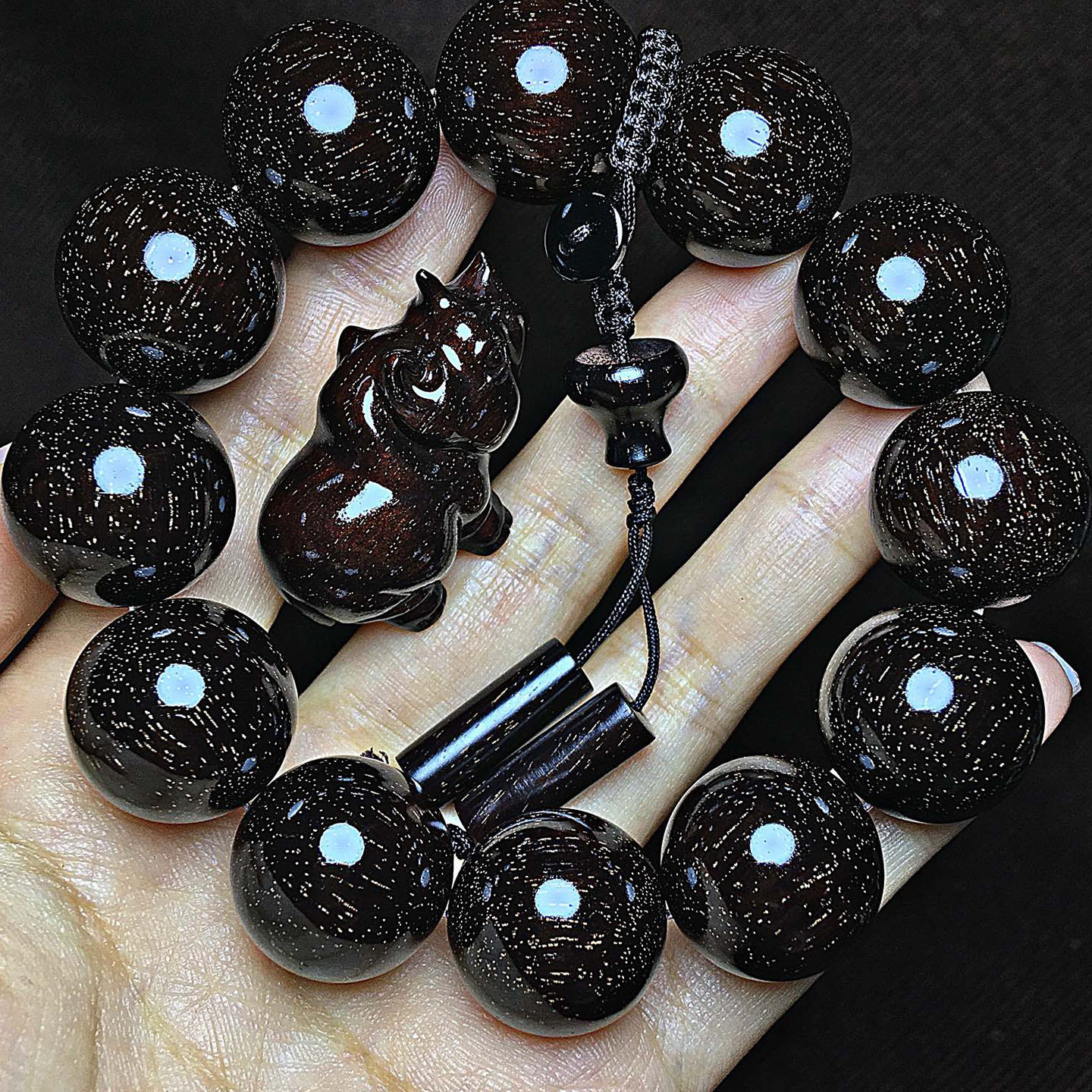 360度爆金星印度小叶紫檀2.0老料木柱款文玩手串木质手链男女佛珠