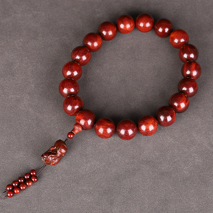 赞比亚小叶紫檀30mm大罗汉珠高密血檀18子佛珠手持念珠文玩饰品