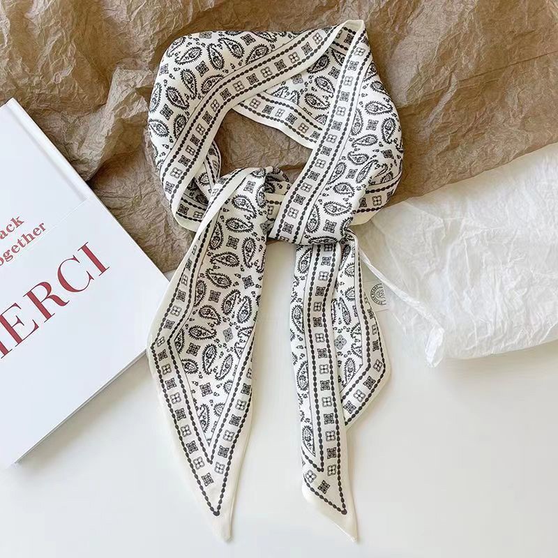 法式腰果花复古飘带丝巾女百搭绑发带绑包包伴手礼盒丝巾长条丝巾