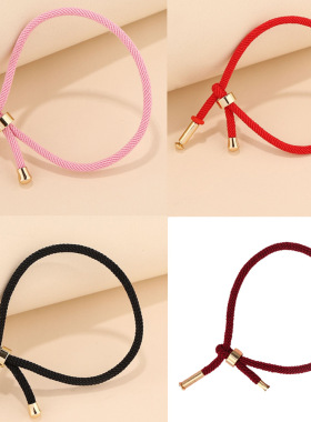 新款DIY转运手绳 简约情侣红绳自由调节扣米兰线个性精美串珠手饰