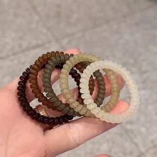 透明电话线头绳小橡皮筋发圈不伤发扎头发绳黑色简约无痕皮套发饰