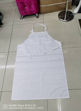 加厚耐磨围裙台湾胶白色饭店厨师围腰加长防水防油耐酸碱双鱼A2渔