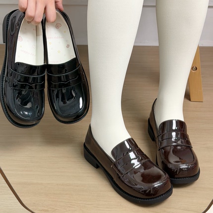 正品原创 jk 制服鞋校供感版型超正漆皮低跟学生鞋