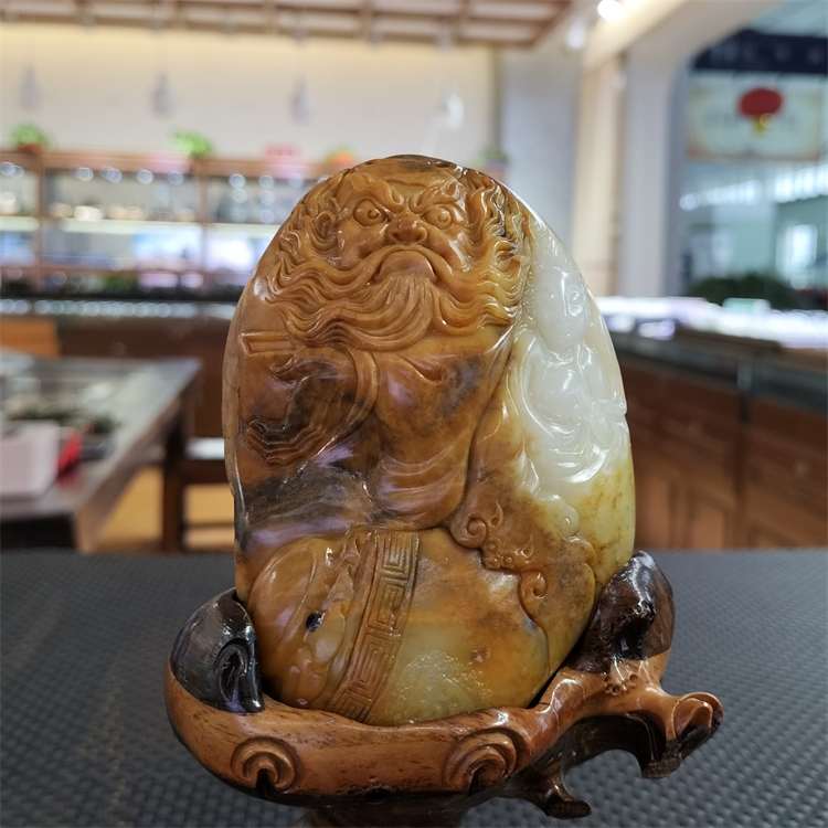 新疆和田黄沁籽料钟馗嫁妹摆件观音佛挂件吊坠手把件耳坠ld13001