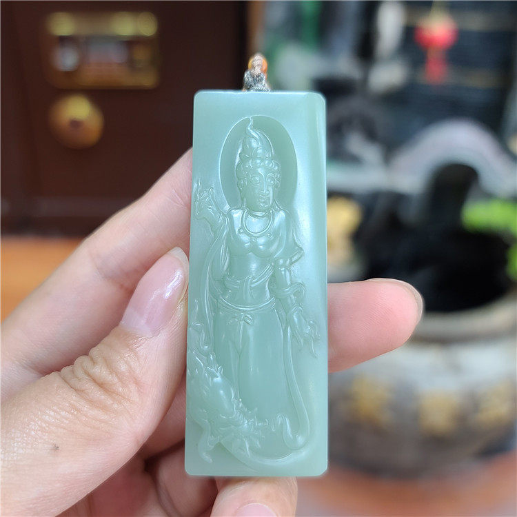 新疆和田沙枣青籽料荷花挂件平安扣平安无事牌弥勒佛观音bxx19038