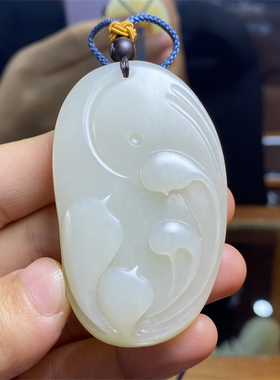 新疆和田玉一级白玉籽料老料荷花挂件吊坠宝宝锁平安扣xx04015