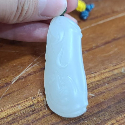 新疆和田白玉山料竹节挂件吊坠 xx17221