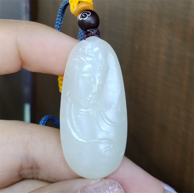 小石头和田玉观音白玉