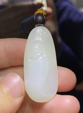 新疆和田白玉籽料弥勒佛挂件小吊坠蝙蝠佛福在眼前xd01046