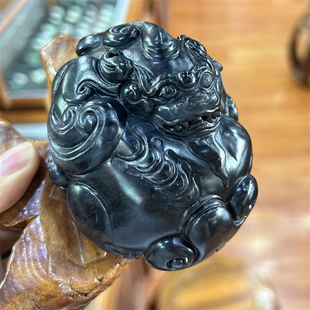 新疆和田墨玉籽料貔貅摆件 平安扣平安无事牌挂件 xx18196