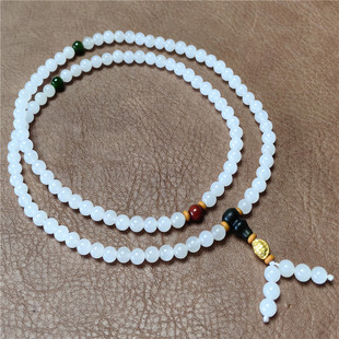 【经典】羊脂玉中的天花板~新疆和田玉配珠手链项链DIY珠串6毫米W