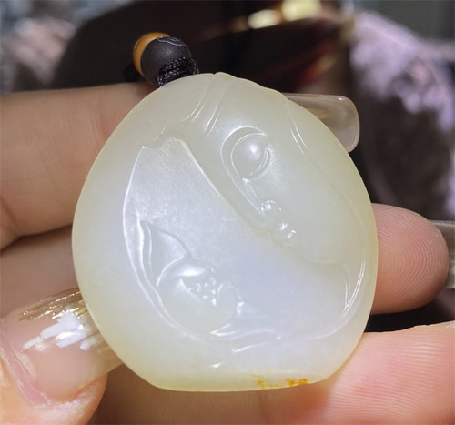 小石头和田玉白玉籽料挂件吊坠