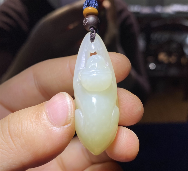 新疆和田白玉猴子吊坠挂件十二生肖猴 步步高升ld05029