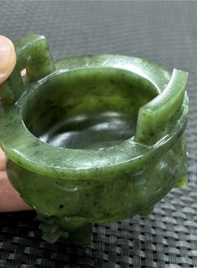 新疆 和田碧玉籽料香炉吉祥圆满挂件小摆件xx14087xx14086