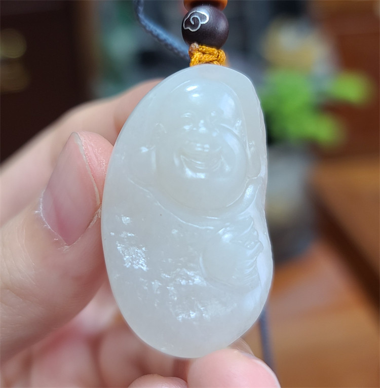和田羊脂白玉籽料挂件财神佛 观音悟道观音宝宝锁XX01075