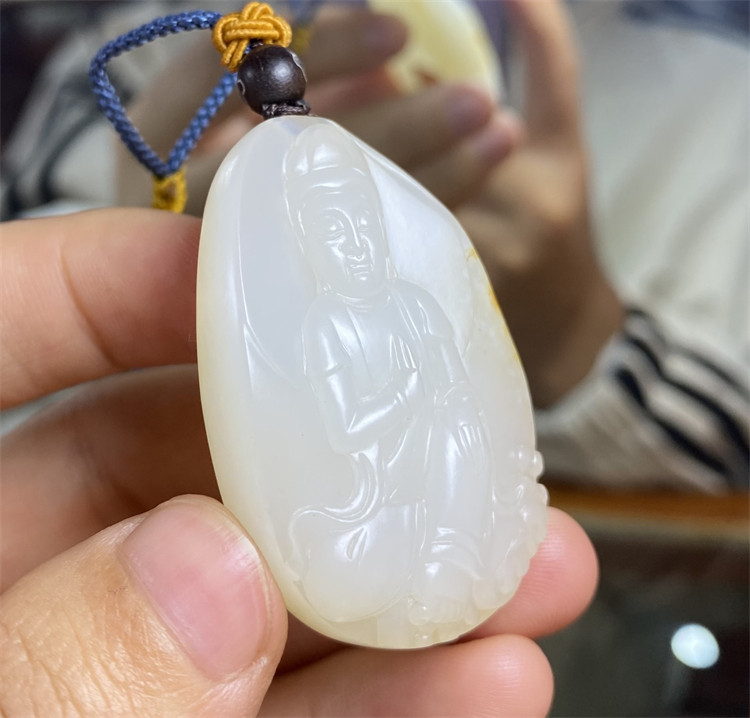 新疆和田羊脂白玉籽料观音挂件吊坠宝宝锁平安扣戒指耳坠xx08101