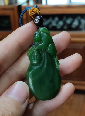 新疆和田碧玉籽料猴子挂件 吊坠十二 生肖如意锁戒指xx19042