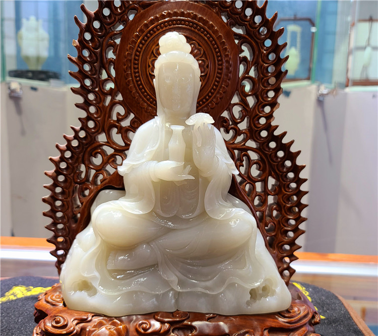 和田 白玉   观音 摆件  ld11014