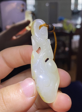 新疆和田羊脂玉籽料挂件鹤鹤如意吊坠   ld04067