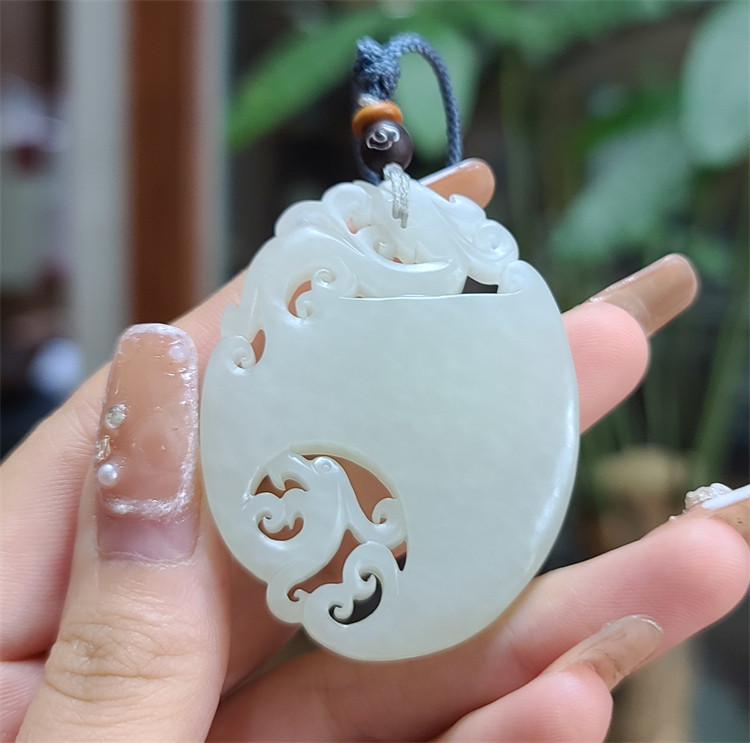 新疆和田白玉山料龙凤牌挂件平安无事牌项链手链吉祥挂件XX14109