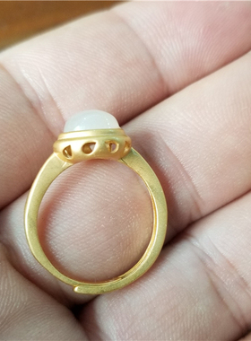 馒头古法黄金镶嵌工艺戒面