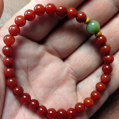 【教师节福利】和田玉猫眼+红玛瑙手链~~每人限拍一条