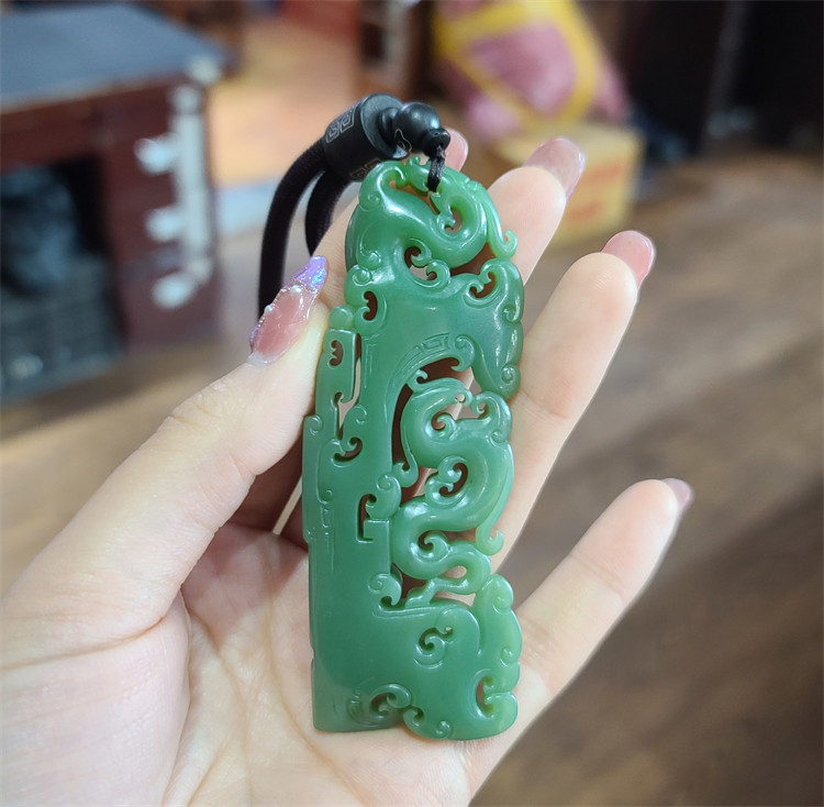 新疆和田沙枣青籽料仿古龙凤把件平安无事牌项链手链戒指XX12114