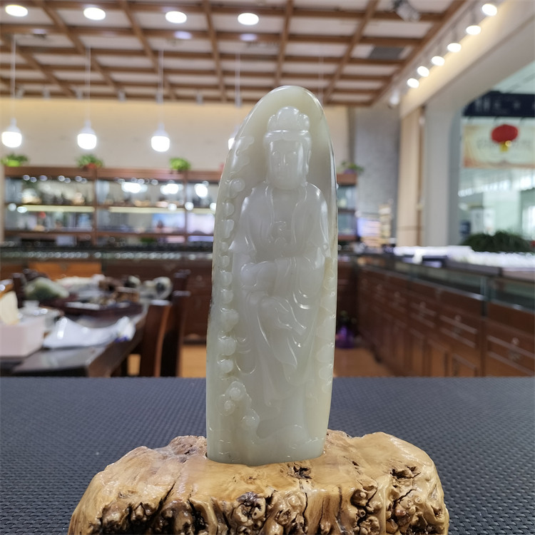 新疆和田白玉籽料观音摆件 挂件财神貔貅宝宝锁    xd22057