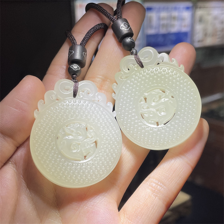 新疆和田白玉籽料情侣挂件 观音佛手镯宝宝锁平安扣ld05108-05109