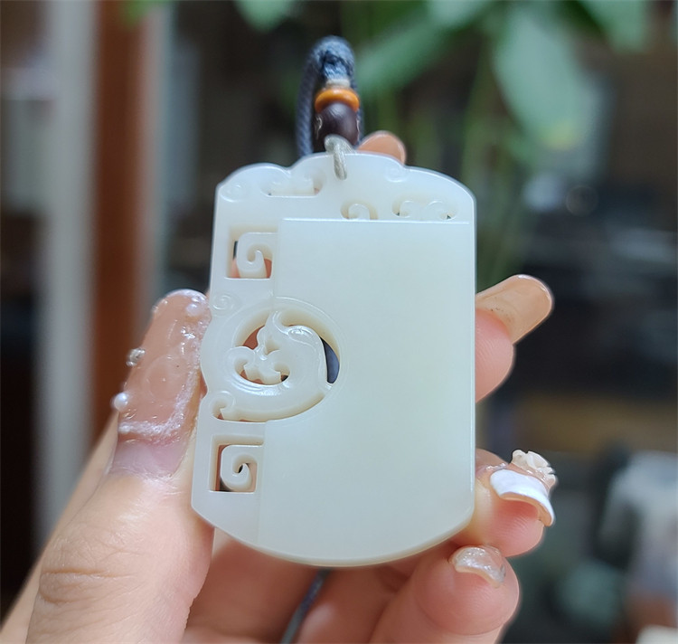 新疆和田白玉籽料仿古龙凤牌挂件如意吊坠项链手链耳环 XX14108