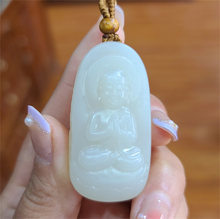 新疆和田白玉戈壁料 地藏王菩萨 手镯平安扣手把件耳坠 xx01022