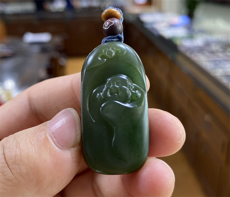 新疆和田碧玉籽料佛挂件吊坠观音手镯手链项链宝宝锁 xd22007