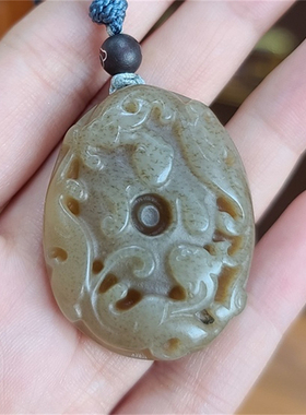 新疆和田糖玉仿古龙挂件 吊坠  吉祥如意 平安扣 xx04098