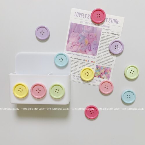 CottonCandy-韩国ins糖果色纽扣磁吸冰箱贴收纳盒洞洞板照片固定