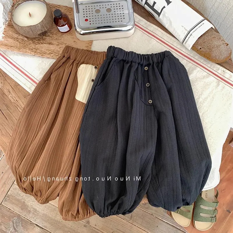 儿童长款束脚裤雪纺裤子