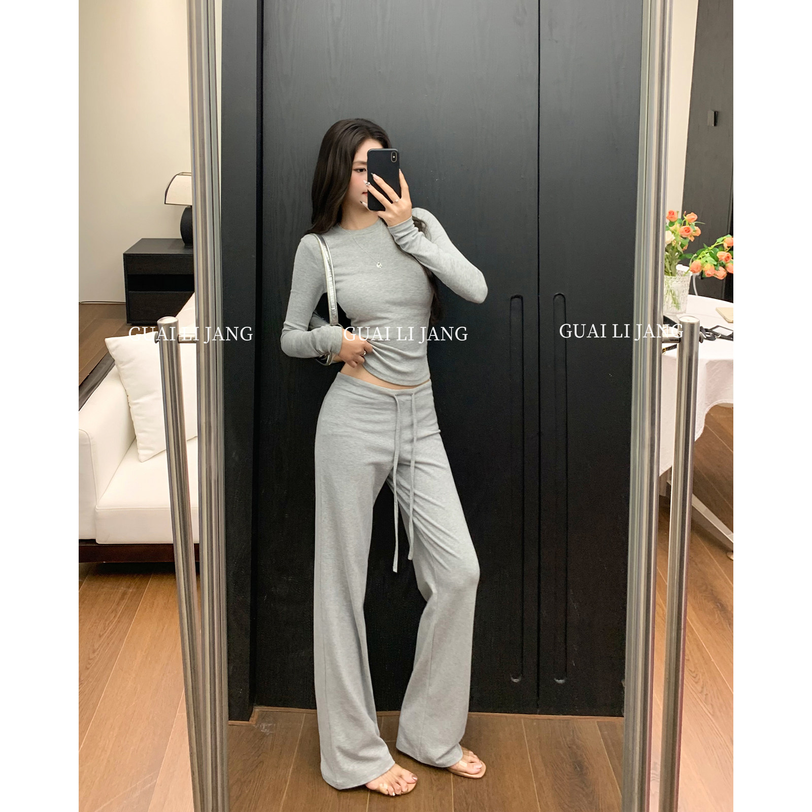 怪力酱 正肩运动针织打底衫女秋冬带胸垫长袖t恤休闲直筒阔腿长裤,女装/女士精品,时尚套装,淘宝优惠券,粉丝福利购,淘宝优惠卷