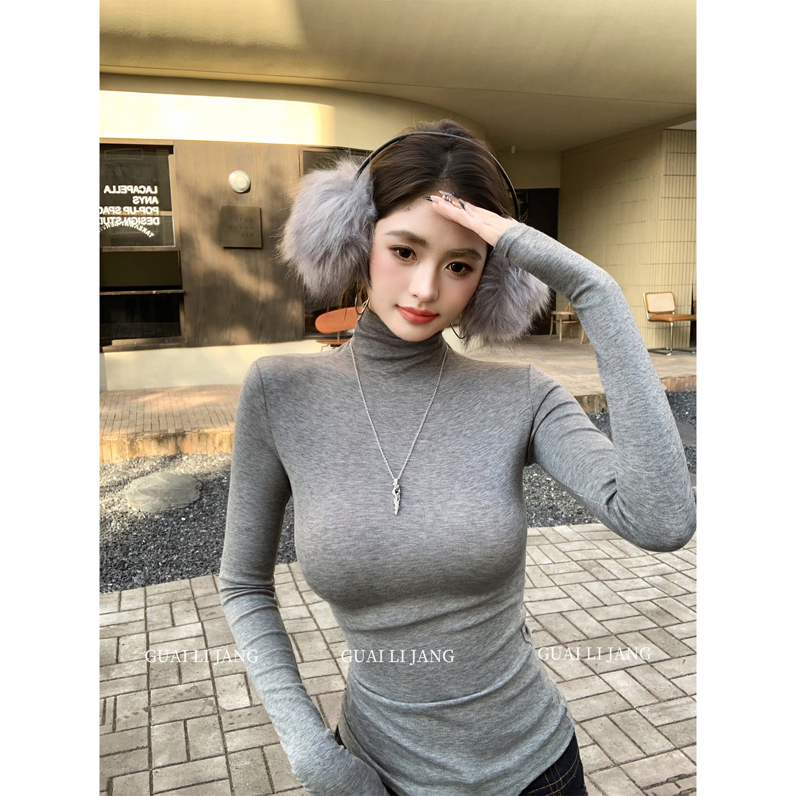 怪力酱天丝羊毛高领打底衫