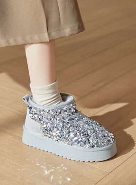 2025新款亮片增高厚底雪地靴
