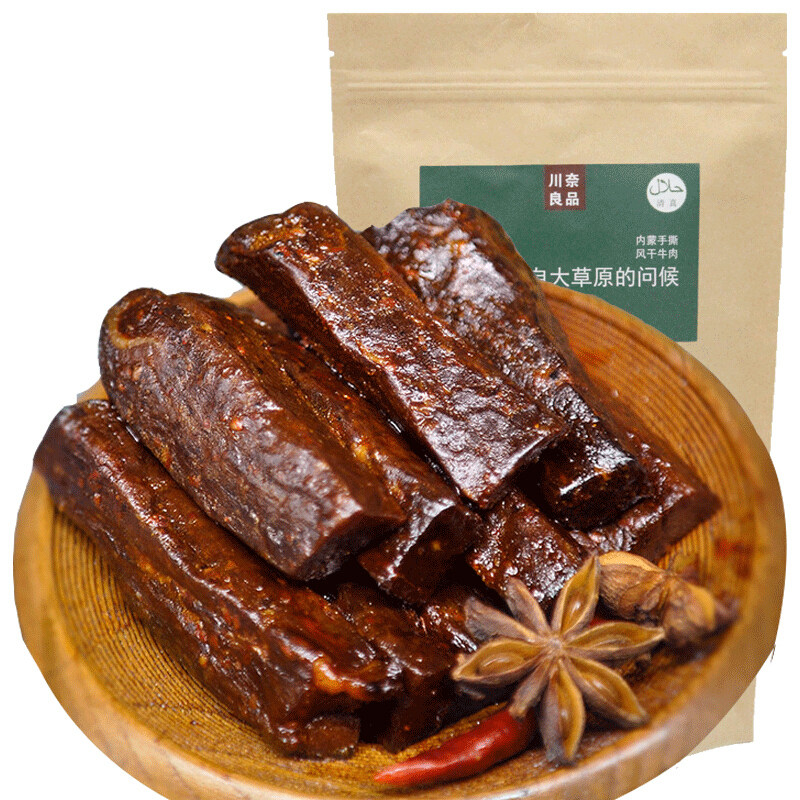 川奈良品 内蒙古特产正宗清真手撕风干牛肉干条500g 辣味口感偏软高性价比高么？