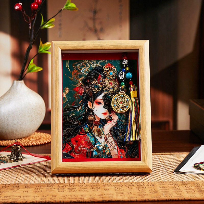 藏式手工描金唐卡画芯专用画布扎基拉姆前世今生相框画玄关摆台图片