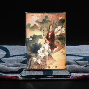 定制古代名人李清照画像水晶玻璃摆件工艺品装饰照片文创礼品礼物