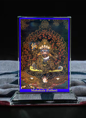 定制佛画像黑袍金刚护法水晶摆件工艺品摆台照片文创礼品礼物