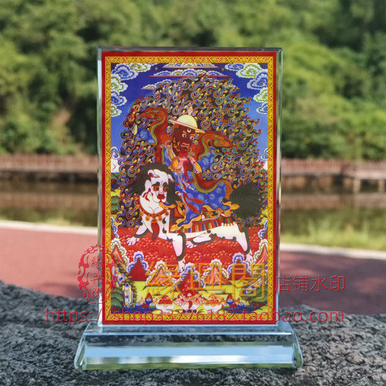 定制单坚护法画像图片水晶玻璃摆装饰摆件
