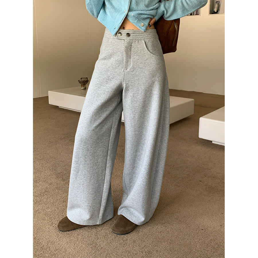 新晋藏肉神裤设计感双纽扣高腰显瘦休闲弯刀阔腿裤530872,女装/女士精品,休闲裤,淘宝优惠券,粉丝福利购,淘宝优惠卷