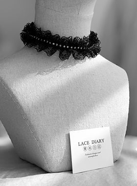 GT哥特式暗黑系蕾丝钻链项链锁骨链脖颈链蕾丝项链复古歌德朋克风