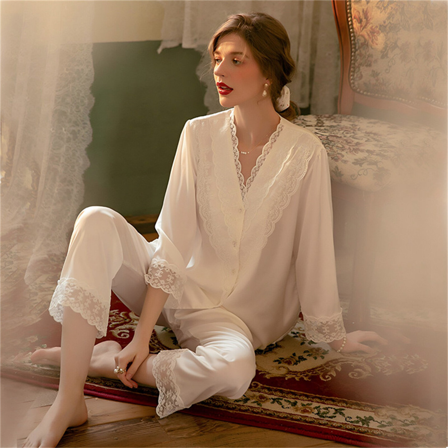 真丝睡衣薄款桑蚕丝家居服女