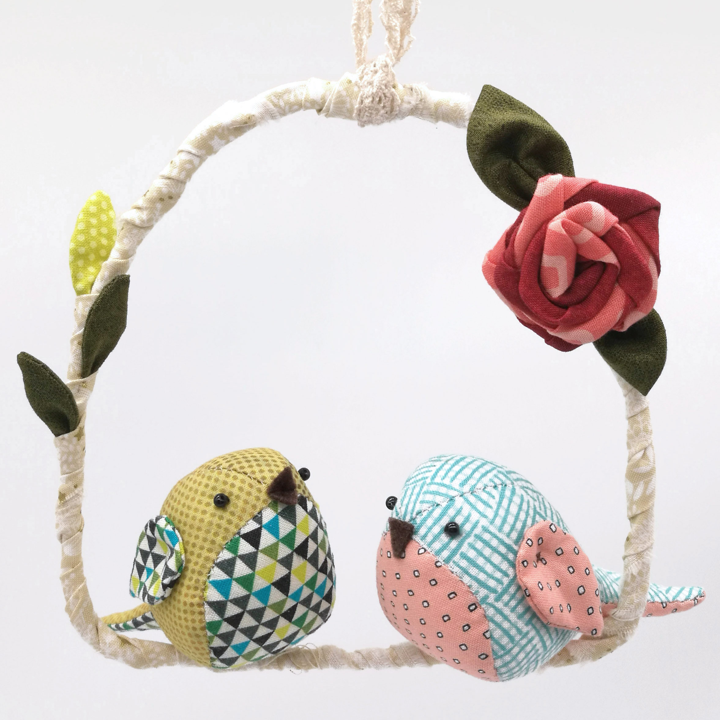 情侣小金雀鸟新手材料包手工制作布艺玩偶diy挂饰摆件玫瑰鸟笼