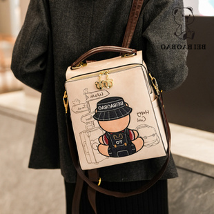 最源头工厂休闲复古卡通流行旅行包学院风大容量双肩背包